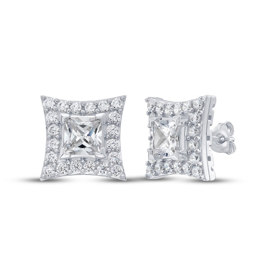 KAY Lab-Grown Diamonds Men's Concave Square Stud Earrings 3 ct tw 10K White Gold