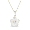 Thumbnail Image 1 of Mother-of-Pearl & 1/8 ct tw Diamond Flower Necklace 10K Yellow Gold 18"