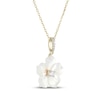 Thumbnail Image 2 of Mother-of-Pearl & 1/8 ct tw Diamond Flower Necklace 10K Yellow Gold 18"