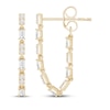Thumbnail Image 1 of Baguette & Round-Cut Diamond Front-Back Chain Dangle Earrings 1/3 ct tw 10K Yellow Gold