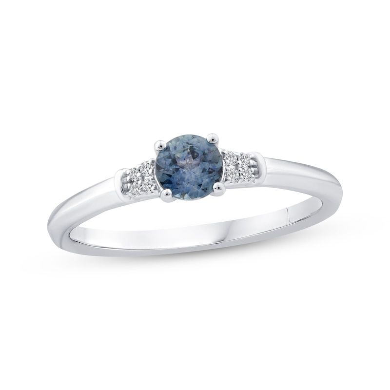 Main Image 1 of American Blue Sapphire & Diamond Ring 1/15 ct tw 10K White Gold