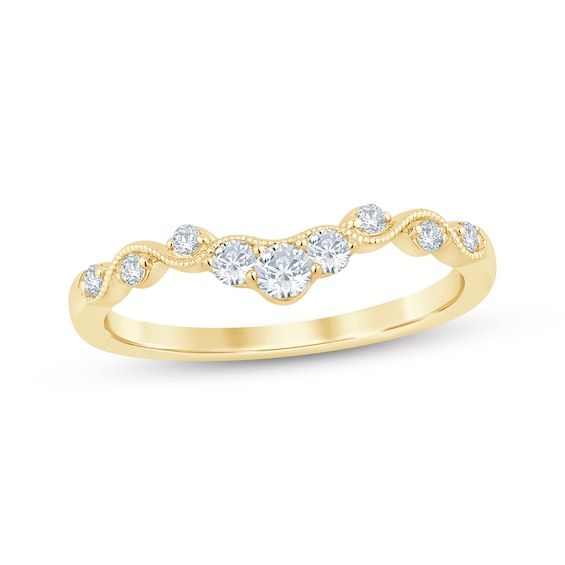 Now + Forever Diamond Milgrain Contour Anniversary Ring 1/4 ct tw 10K Gold
