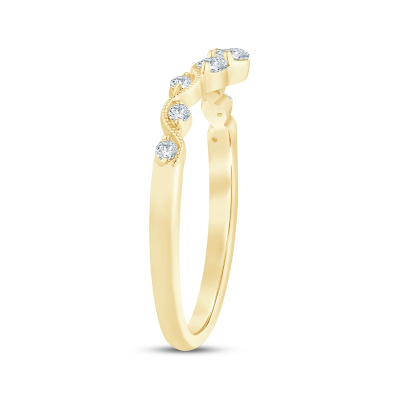 Main Image 2 of Now + Forever Diamond Milgrain Contour Anniversary Ring 1/4 ct tw 10K Yellow Gold