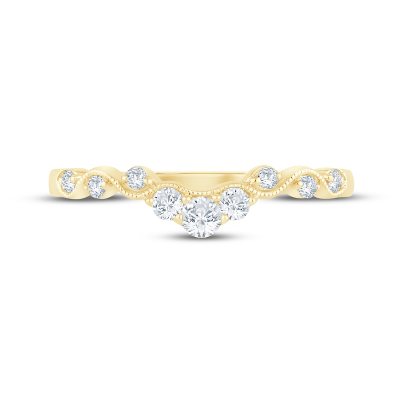 Main Image 3 of Now + Forever Diamond Milgrain Contour Anniversary Ring 1/4 ct tw 10K Yellow Gold