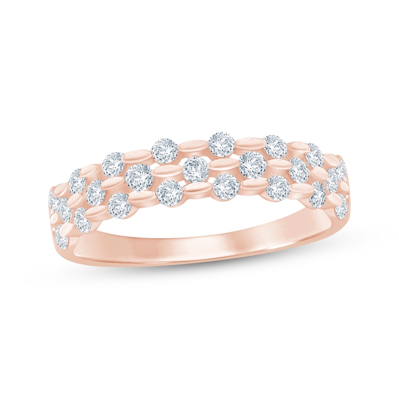 Main Image 1 of Now + Forever Diamond Three-Row Staggered Anniversary Ring 5/8 ct tw 14K Rose Gold