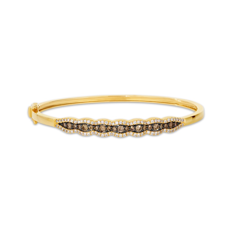 Main Image 1 of Le Vian Chocolate Waterfall Diamond Bangle Bracelet 1-1/5 ct tw 14K Honey Gold 6.25&quot;