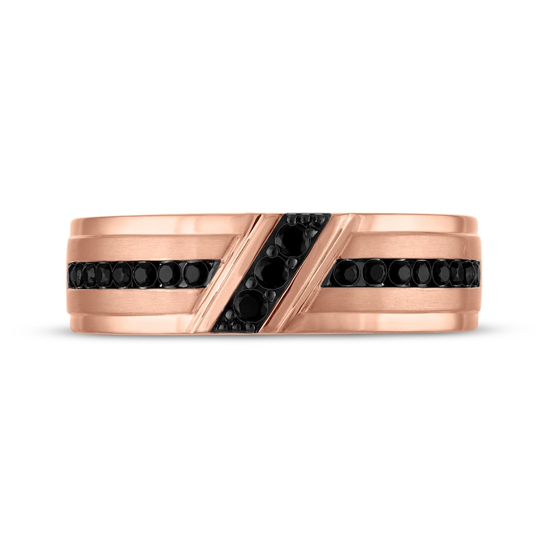 Main Image 2 of Now + Forever Men's Black Diamond Wedding Band 3/8 ct tw 10K Rose Gold