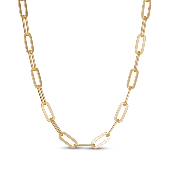 6.5mm Paperclip Chain Necklace Solid 24K Yellow Gold Vermeil Sterling Silver 18.25"