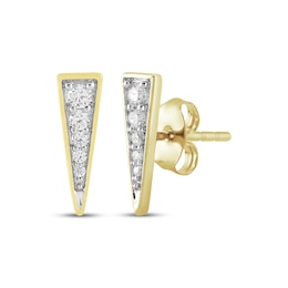 Diamond Triangle Mini Stud Earrings 1/6 ct tw 10K Yellow Gold