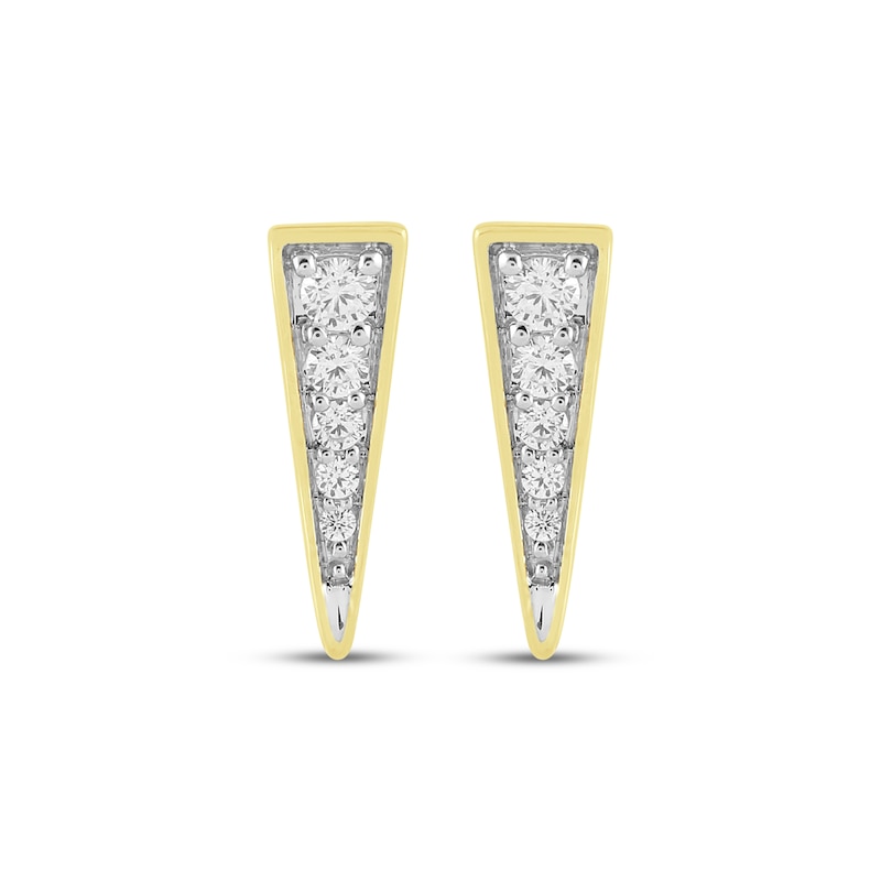 Main Image 2 of Diamond Triangle Mini Stud Earrings 1/6 ct tw 10K Yellow Gold