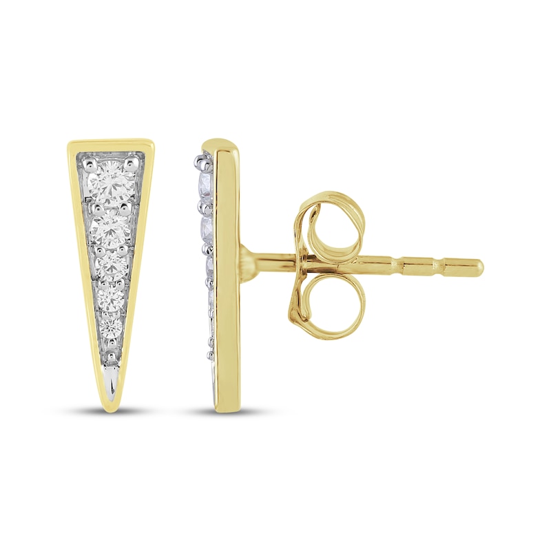 Main Image 3 of Diamond Triangle Mini Stud Earrings 1/6 ct tw 10K Yellow Gold