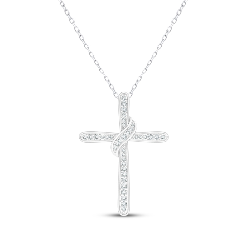 Main Image 1 of Diamond Cross Necklace 1/5 ct tw Sterling Silver 18&quot;