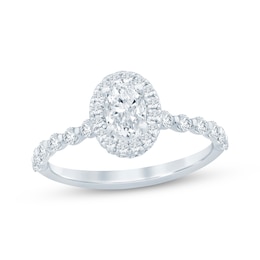 Now + Forever Oval-Cut Diamond Halo Engagement Ring 1 ct tw 14K White Gold