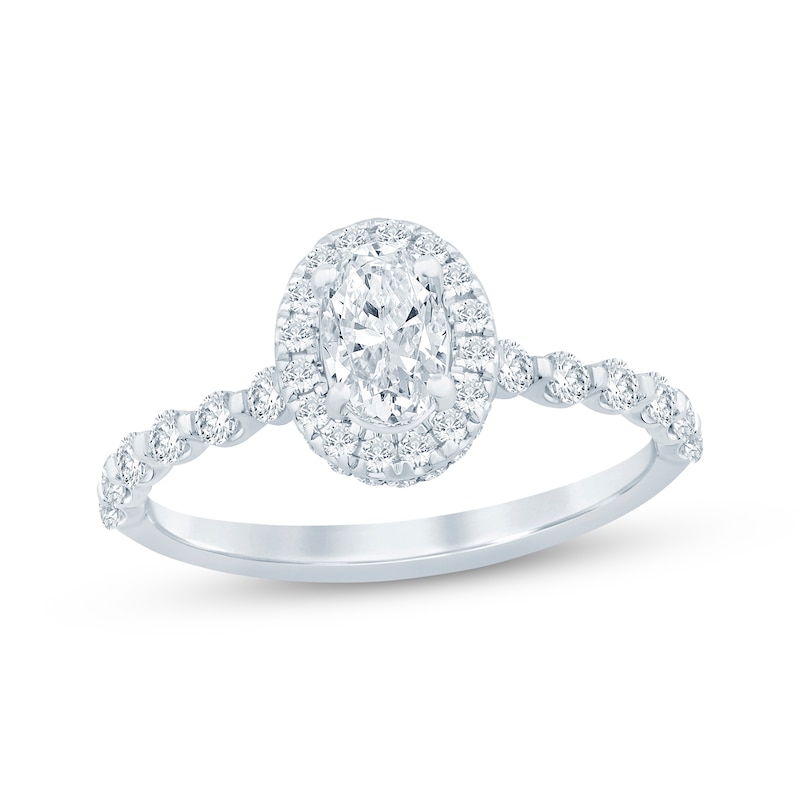 Main Image 1 of Now + Forever Oval-Cut Diamond Halo Engagement Ring 1 ct tw 14K White Gold