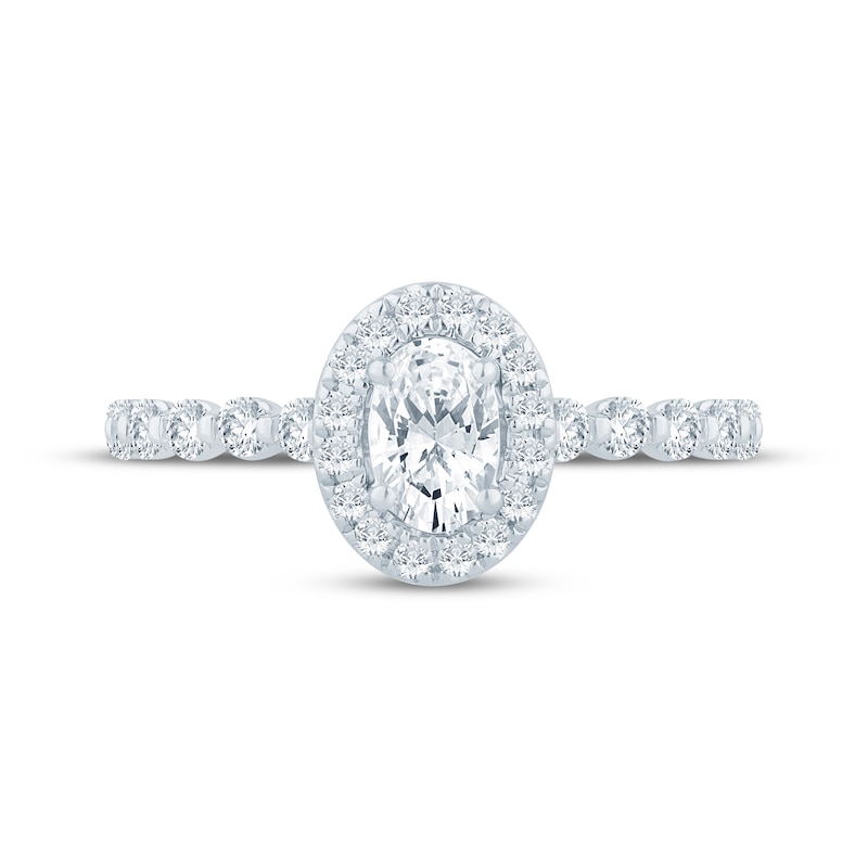 Main Image 3 of Now + Forever Oval-Cut Diamond Halo Engagement Ring 1 ct tw 14K White Gold