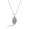 Thumbnail Image 1 of True Fans Detroit Lions 1/20 CT. T.W. Diamond Vertical Football Necklace in Sterling Silver
