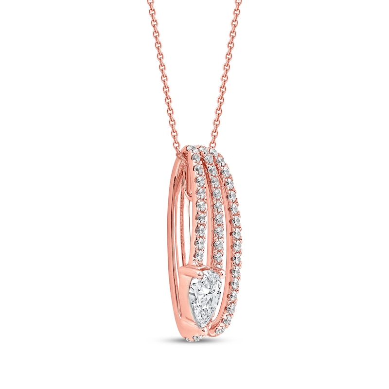 Main Image 2 of Pear-Shaped Diamond Three-Row Loop Necklace 1 ct tw 10K Rose Gold 18&quot;