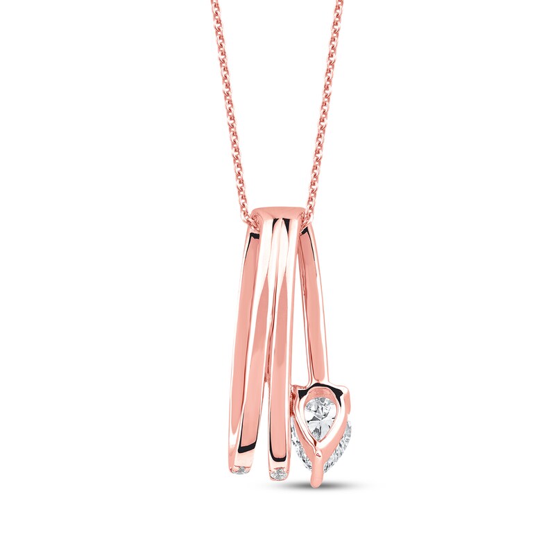 Main Image 3 of Pear-Shaped Diamond Three-Row Loop Necklace 1 ct tw 10K Rose Gold 18&quot;