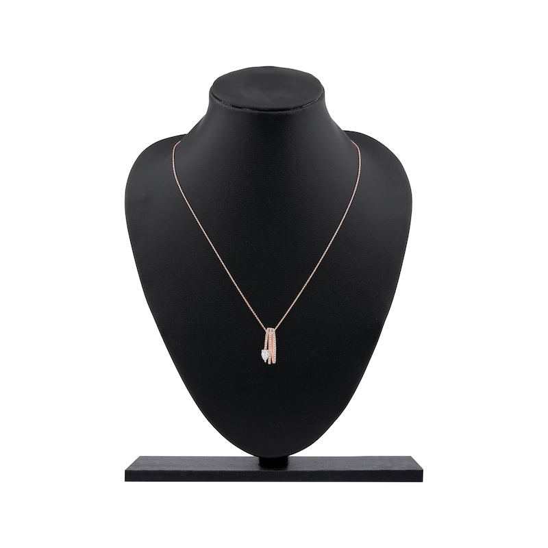 Main Image 6 of Pear-Shaped Diamond Three-Row Loop Necklace 1 ct tw 10K Rose Gold 18"