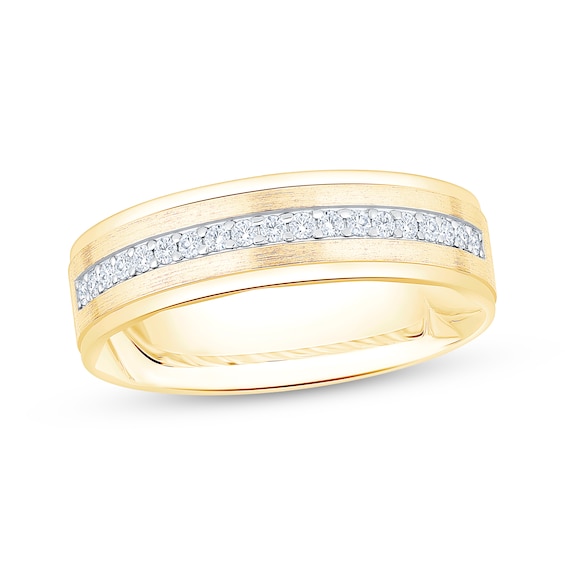 Now + Forever Men's Diamond Brushed Finish Wedding Band 1/4 ct tw 10K Two-Tone Gold
