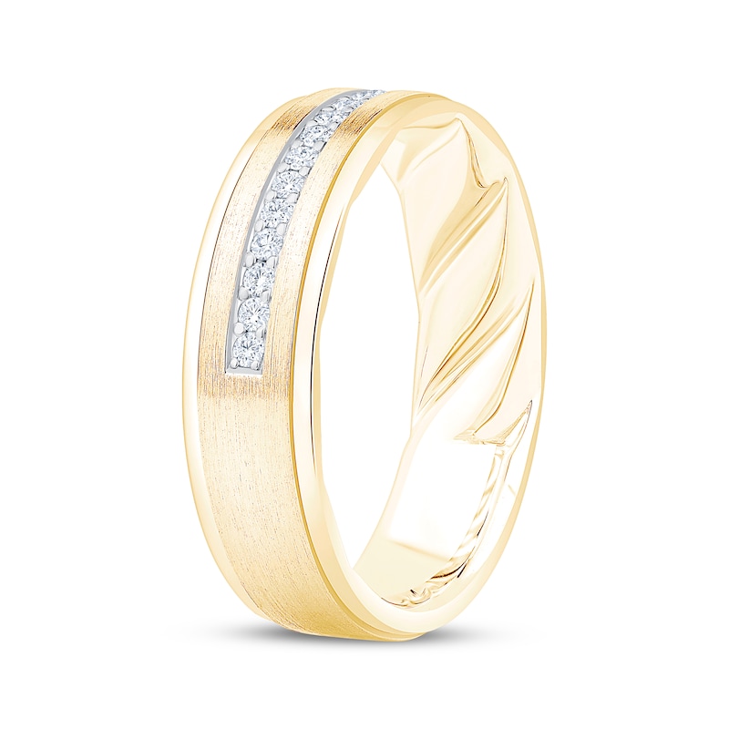 Main Image 2 of Now + Forever Men's Diamond Brushed Finish Wedding Band 1/4 ct tw 10K Two-Tone Gold