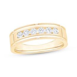 Now + Forever Men's Diamond Six-Stone Wedding Band 1/2 ct tw 10K Yellow Gold