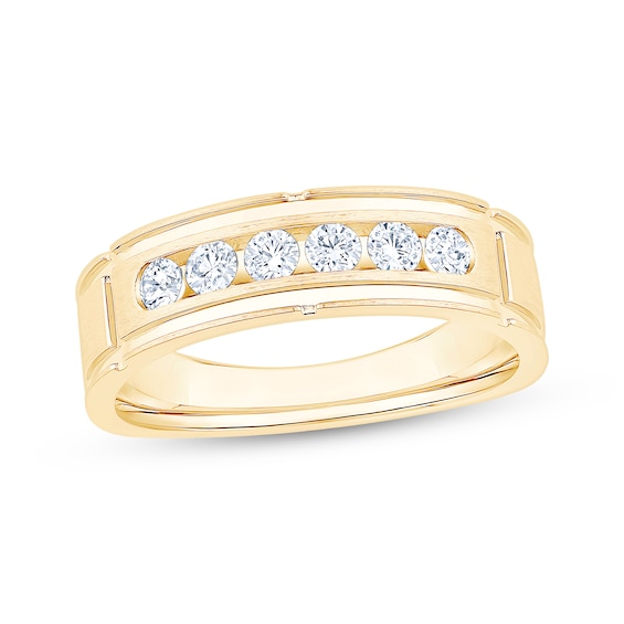 Now + Forever Men's Diamond Six-Stone Wedding Band 1/2 ct tw 10K Yellow Gold