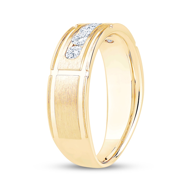 Main Image 2 of Now + Forever Men's Diamond Six-Stone Wedding Band 1/2 ct tw 10K Yellow Gold