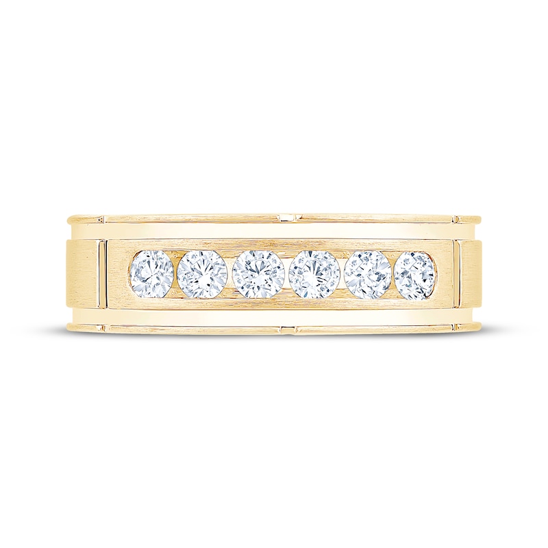 Main Image 3 of Now + Forever Men's Diamond Six-Stone Wedding Band 1/2 ct tw 10K Yellow Gold