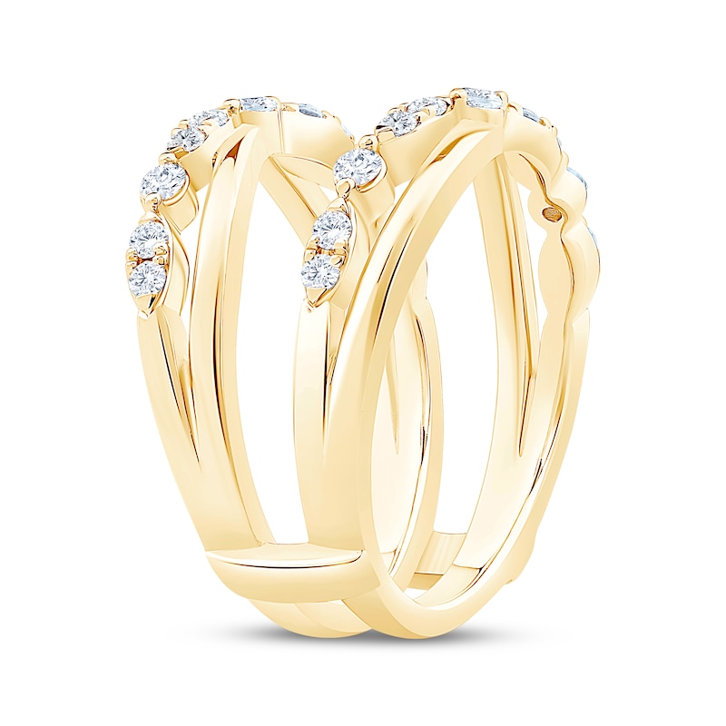 Main Image 2 of Now + Forever Diamond Crossover Enhancer Ring 1/2 ct tw 14K Yellow Gold