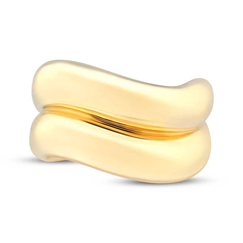Main Image 3 of Polished Two-Row Wavy Dome Ring 24K Yellow Gold Vermeil Sterling Silver