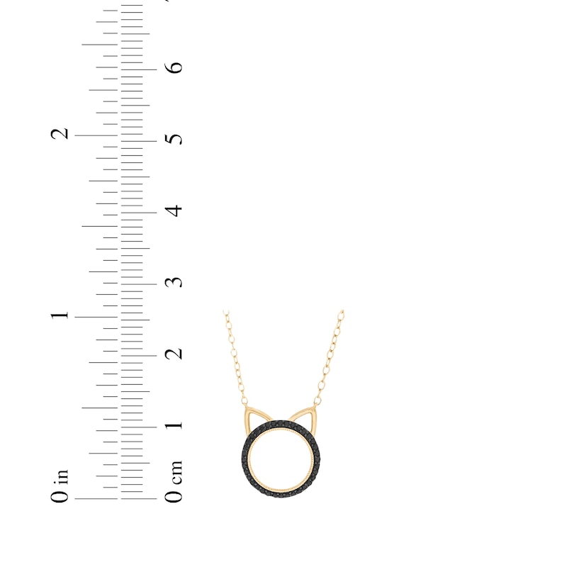 Main Image 2 of Black Diamond Cat Face Silhouette Necklace 1/10 ct tw 10K