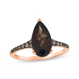 Le Vian Pear-Shaped Chocolate Quartz Ring 1/4 ct tw Diamonds 14K Strawberry Gold