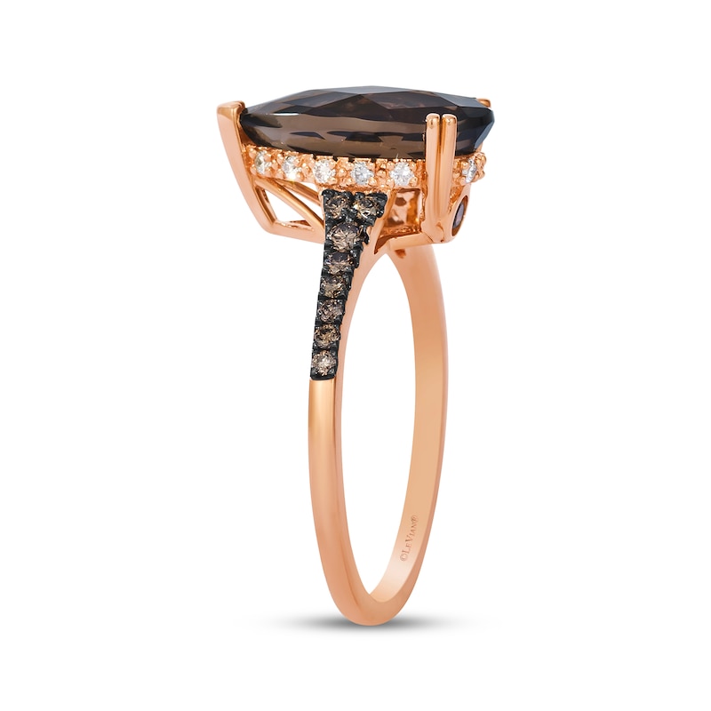 Main Image 2 of Le Vian Pear-Shaped Chocolate Quartz Ring 1/4 ct tw Diamonds 14K Strawberry Gold