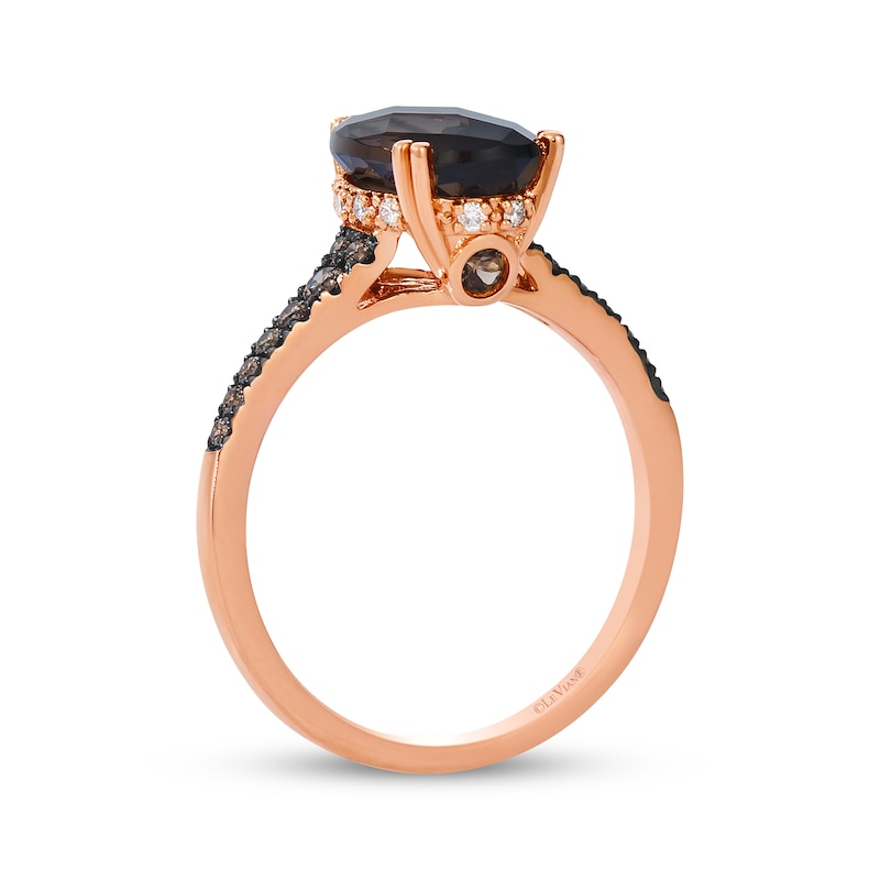Main Image 3 of Le Vian Pear-Shaped Chocolate Quartz Ring 1/4 ct tw Diamonds 14K Strawberry Gold