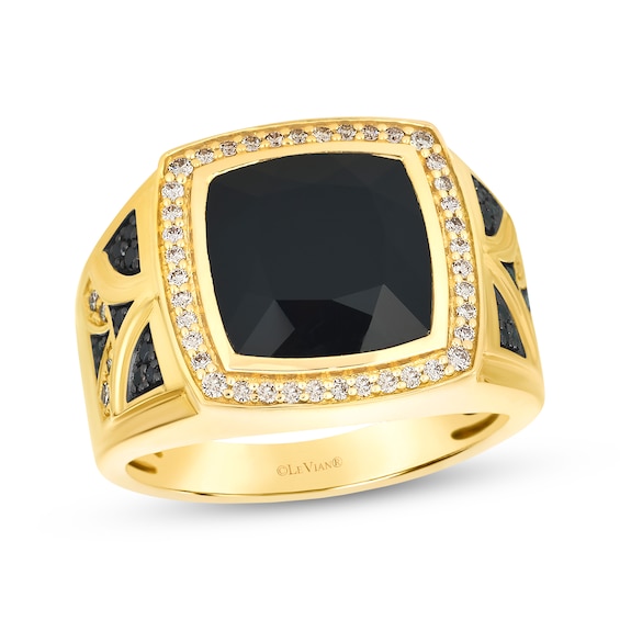 Le Vian Onyx & Diamond Men's Ring 1/2 ct tw 14K Honey Gold