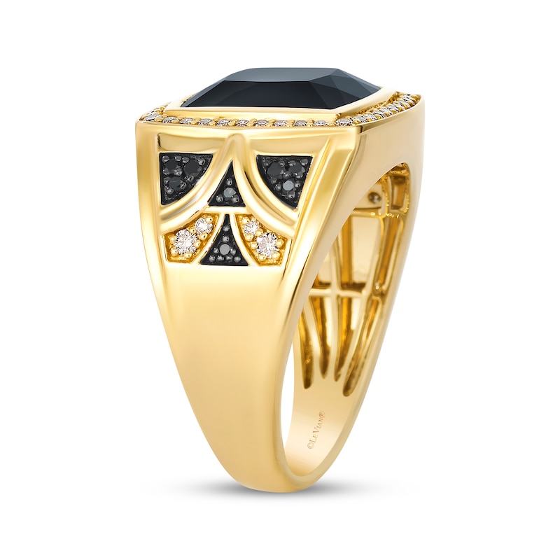 Main Image 2 of Le Vian Onyx & Diamond Men's Ring 1/2 ct tw 14K Honey Gold
