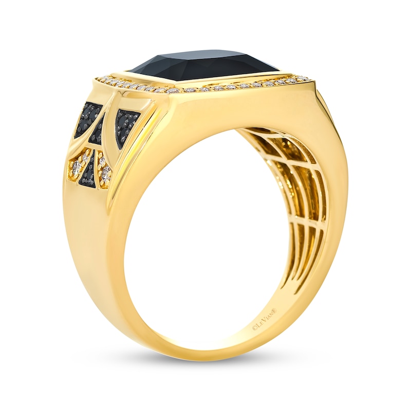 Main Image 3 of Le Vian Onyx & Diamond Men's Ring 1/2 ct tw 14K Honey Gold
