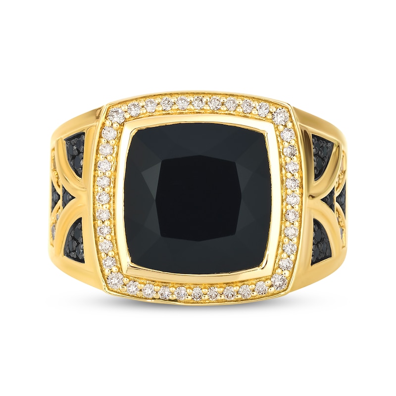 Main Image 4 of Le Vian Onyx & Diamond Men's Ring 1/2 ct tw 14K Honey Gold