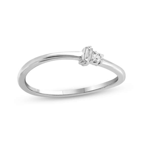 STUDIO BY KAY Baguette & Round-Cut Diamond Toi et Moi Ring 1/20 ct tw Sterling Silver