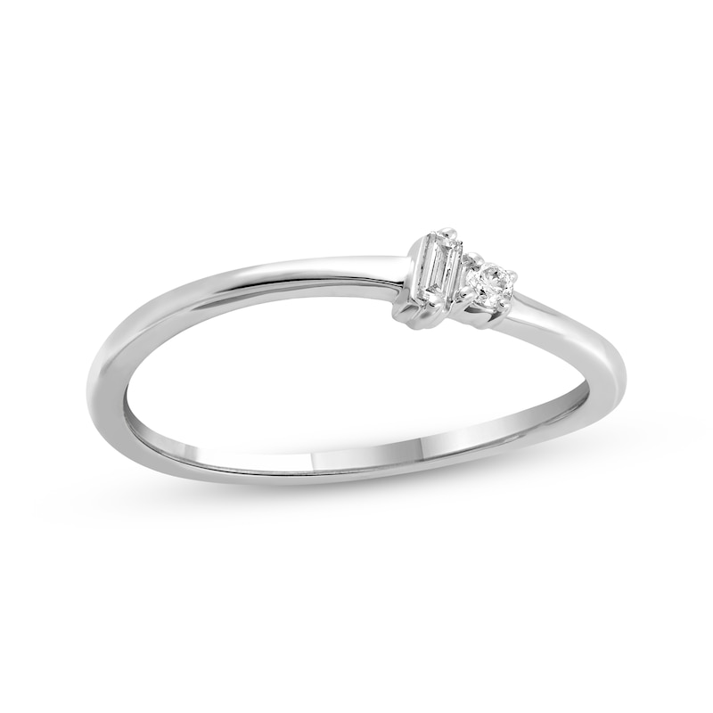 Main Image 1 of STUDIO BY KAY Baguette & Round-Cut Diamond Toi et Moi Ring 1/20 ct tw Sterling Silver