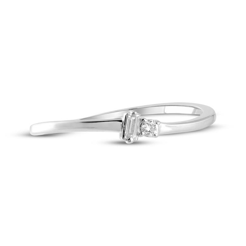 Main Image 3 of STUDIO BY KAY Baguette & Round-Cut Diamond Toi et Moi Ring 1/20 ct tw Sterling Silver