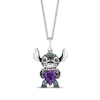 Disney Treasures Lilo & Stitch Heart-Shaped Amethyst, London Blue Topaz & Diamond Accent Necklace Sterling Silver 19"