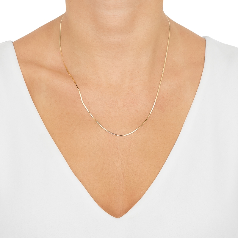 Main Image 2 of 1.1mm Herringbone Chain Necklace Hollow 14K Yellow Gold 20"