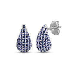 Blue Lab-Created Sapphire Teardrop Earrings Sterling Silver