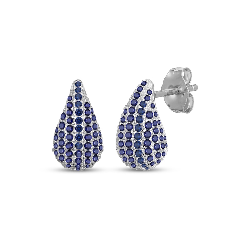 Main Image 1 of Blue Lab-Created Sapphire Teardrop Earrings Sterling Silver