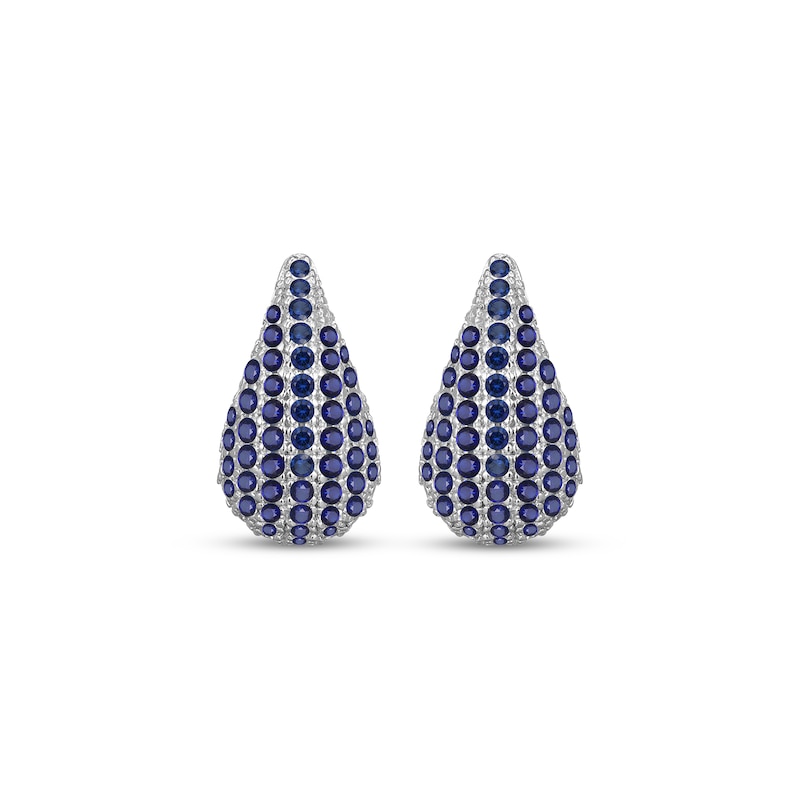 Main Image 2 of Blue Lab-Created Sapphire Teardrop Earrings Sterling Silver