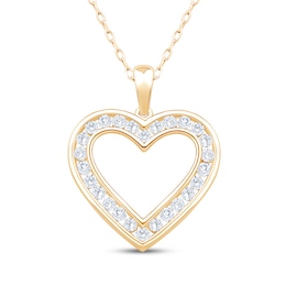Diamond Heart Outline Necklace 1/2 ct tw 10K Yellow Gold 18"