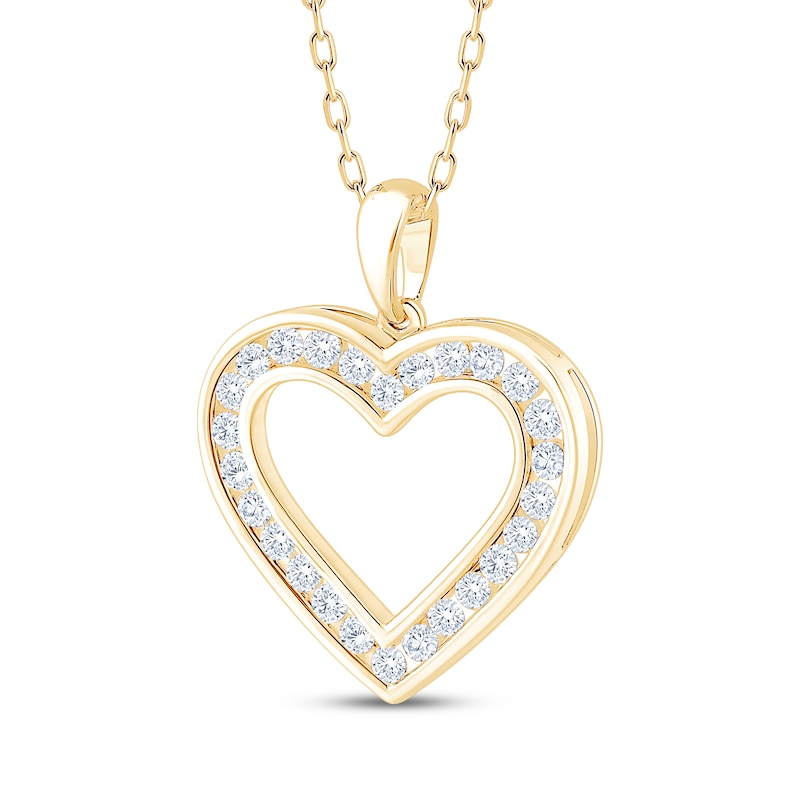 Main Image 2 of Diamond Heart Outline Necklace 1/2 ct tw 10K Yellow Gold 18"