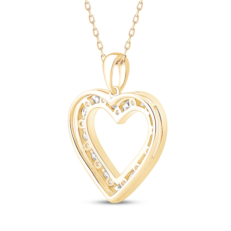 Main Image 3 of Diamond Heart Outline Necklace 1/2 ct tw 10K Yellow Gold 18"